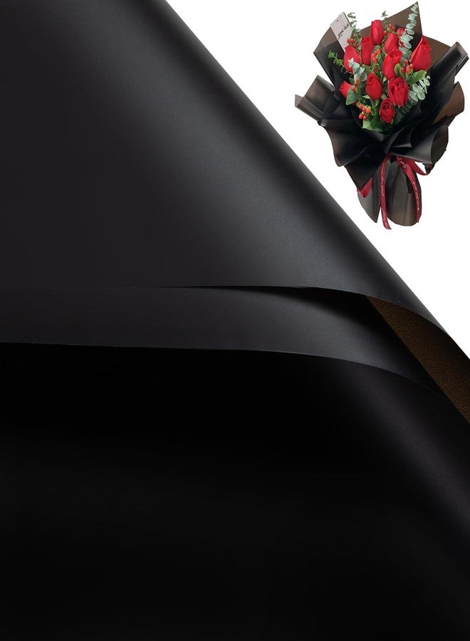 Gloreyan 20 Sheets Black Flower Wrapping Paper, Florist Bouquet DIY Craft Fresh Flower Bouquet Wrap Waterproof Floral Wrapping Gift Box Packaging Material Florist Supplies, 22.8 * 22.8 Inches(Black) - Image 1